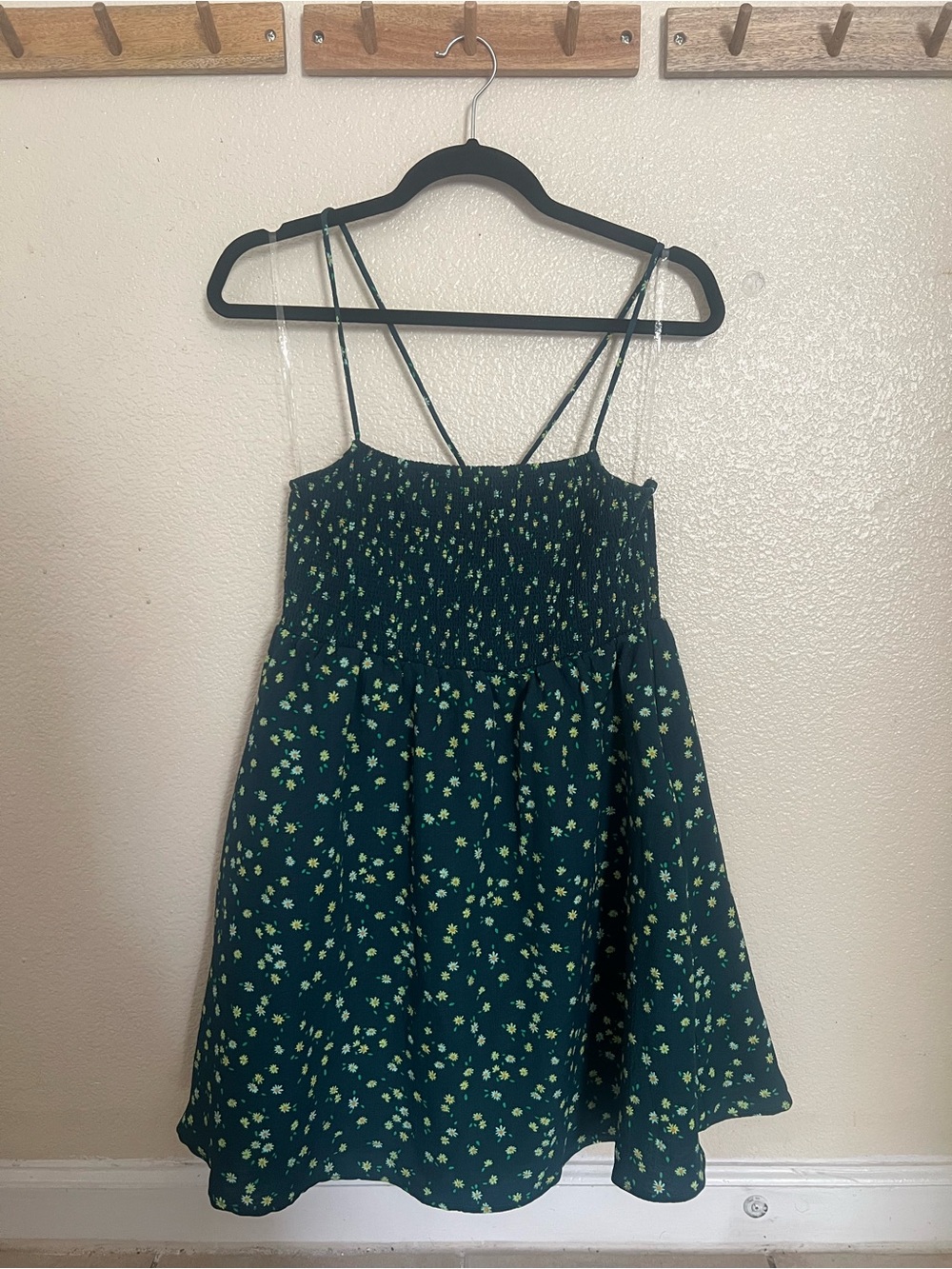 Eyeshadow Black Mini Dress with Green Floral Print